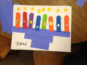 Paper and Foam Craft Stick Menorah from Jonas